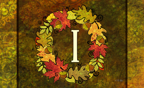 Fall Wreath Monogram I Door Mat Image