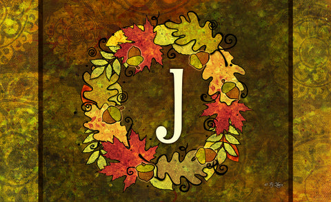 Fall Wreath Monogram J Door Mat Image