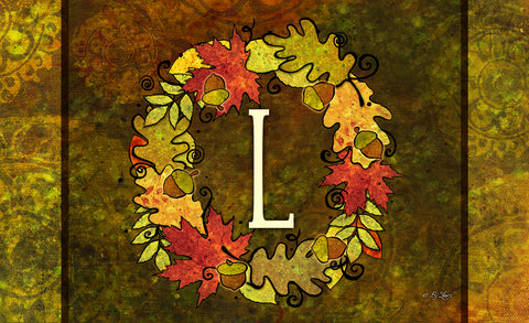 Fall Wreath Monogram L Door Mat Image
