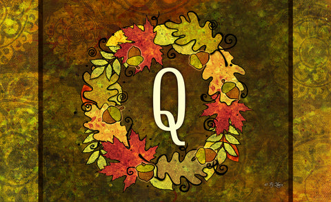 Fall Wreath Monogram Q Door Mat Image