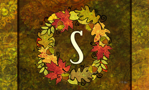 Fall Wreath Monogram S Door Mat Image
