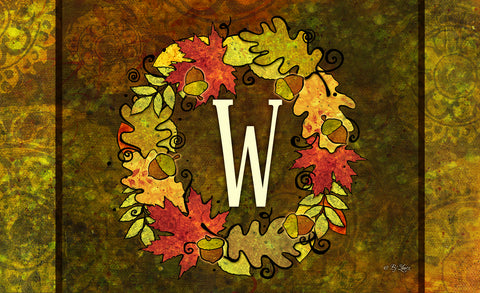 Fall Wreath Monogram W Door Mat Image