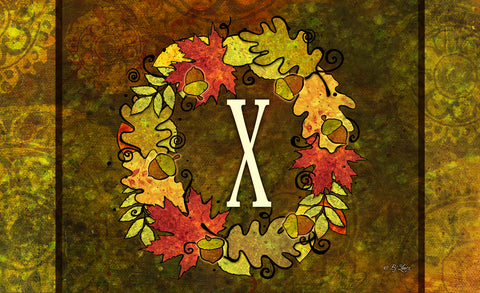 Fall Wreath Monogram X Door Mat Image