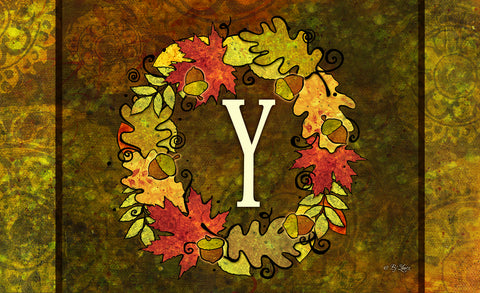 Fall Wreath Monogram Y Door Mat Image