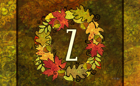 Fall Wreath Monogram Z Door Mat Image