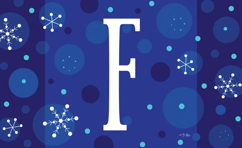 Winter Snowflakes Monogram F Door Mat Image