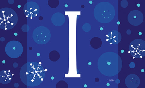 Winter Snowflakes Monogram I Door Mat Image