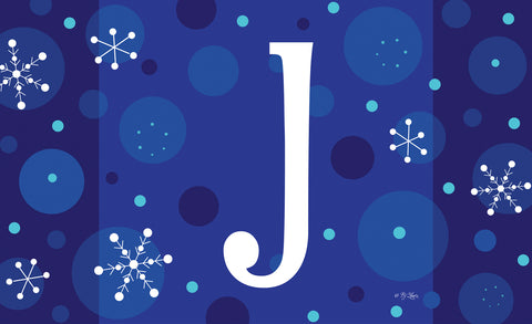Winter Snowflakes Monogram J Door Mat Image