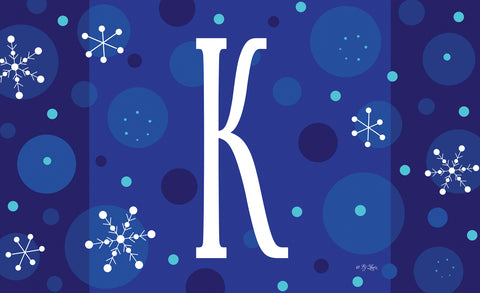 Winter Snowflakes Monogram K Door Mat Image