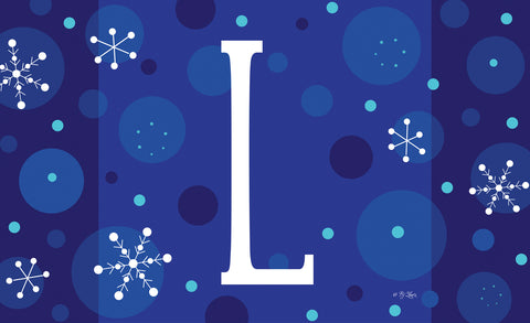 Winter Snowflakes Monogram L Door Mat Image