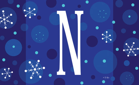 Winter Snowflakes Monogram N Door Mat Image