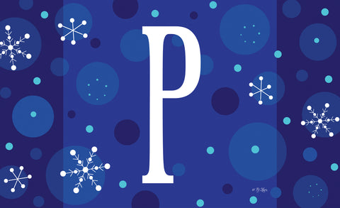 Winter Snowflakes Monogram P Door Mat Image