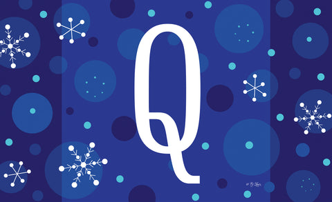 Winter Snowflakes Monogram Q Door Mat Image