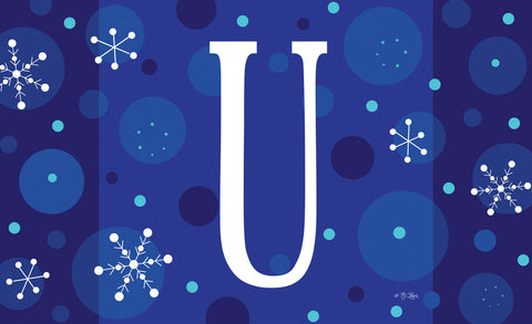 Winter Snowflakes Monogram U Door Mat Image