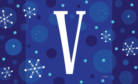 Winter Snowflakes Monogram V Door Mat Image