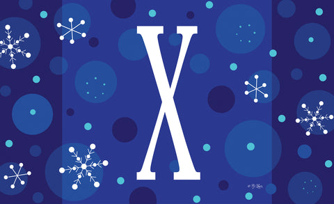 Winter Snowflakes Monogram X Door Mat Image