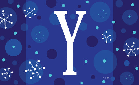 Winter Snowflakes Monogram Y Door Mat Image