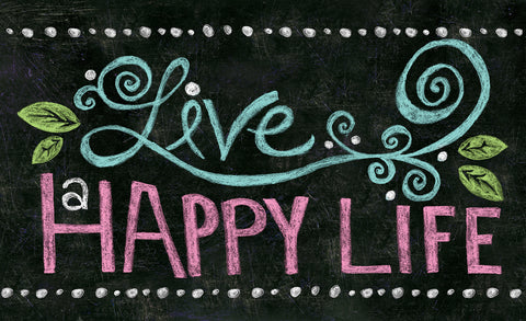 Happy Life Chalkboard Door Mat Image