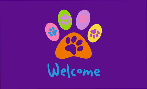 Welcome Paws-Purple Door Mat Image