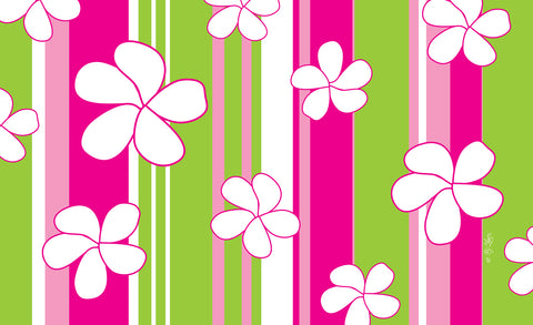 Flowers and Stripes Door Mat Image
