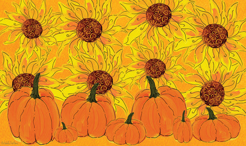 Sunflowers and Pumpkins Door Mat Image