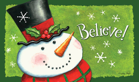 Believe Snowman Door Mat Image