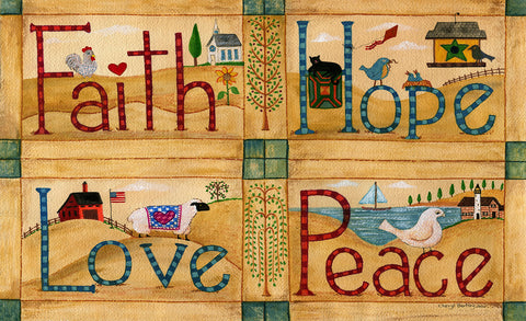 Faith Hope Love Peace Door Mat Image