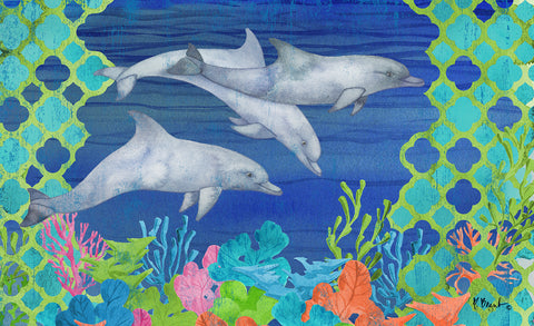 Diving Dolphins Door Mat Image