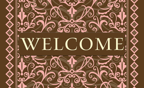 Welcome Damask - Pink Door Mat Image