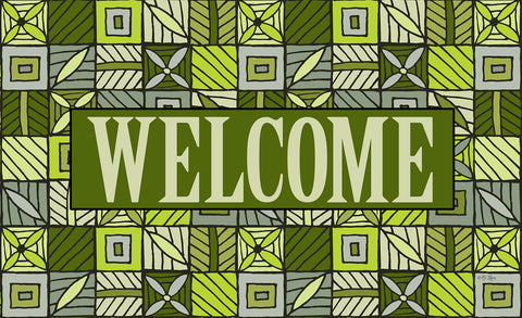 Welcome Floral Checkerboard 4 Door Mat Image