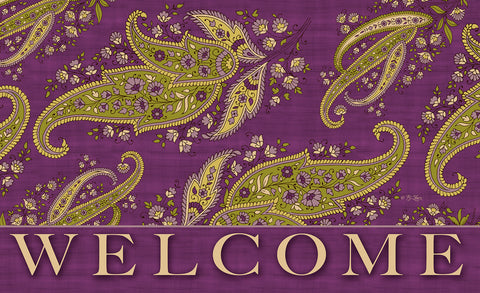 Purple Stained Paisley - Welcome Door Mat Image