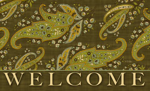 Green Stained Paisley - Welcome Door Mat Image