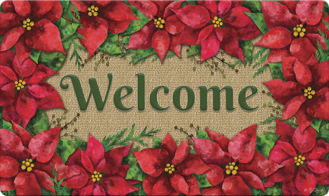 Poinsettia Welcome Door Mat Image