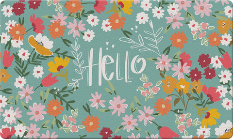 Hello Flowers Door Mat Image