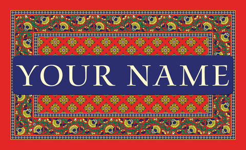 French Paisley Red Personalized Mat Image