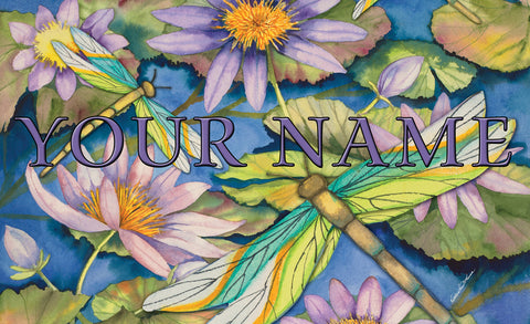 Waterlilies and Dragonflies Personalized Mat Image