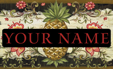 Pineapple and Scrolls Personalized Mat Image