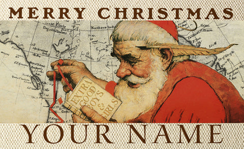 Santa At The Map Personalized Mat Image